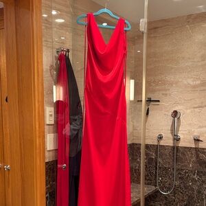 Long silk red evening gown